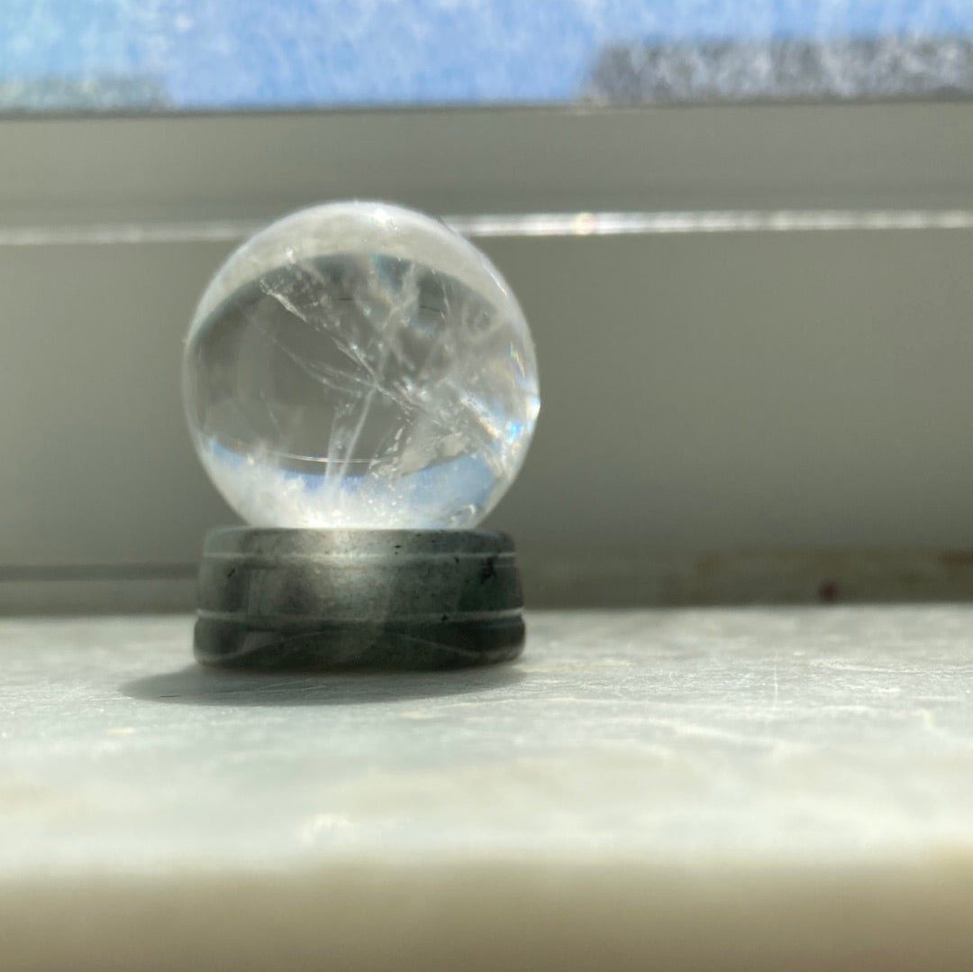 Clear quartz crystal ball
